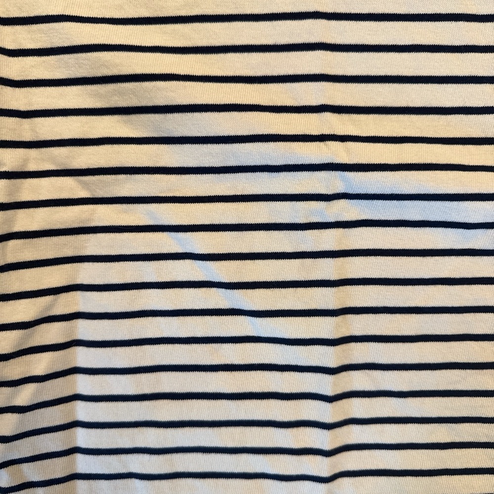 Gap men’s small Striped Crewneck T-Shirt - beige with Navy Stripes - Picture 2 of 6
